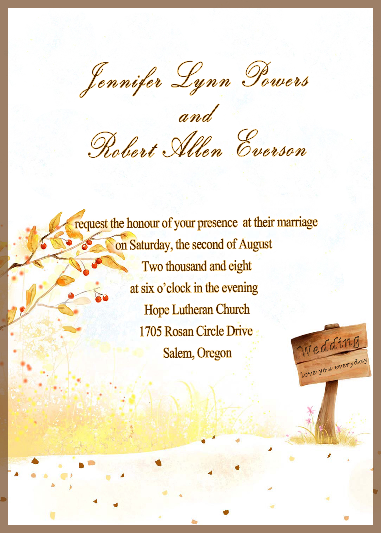 Fall Wedding Invitation Printable