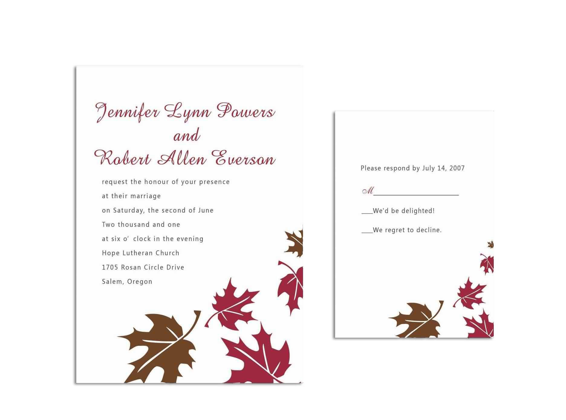 Fall Wedding Invitation Template