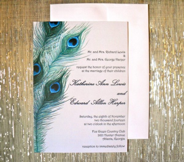 Peacock Inspired Wedding Invitation Design