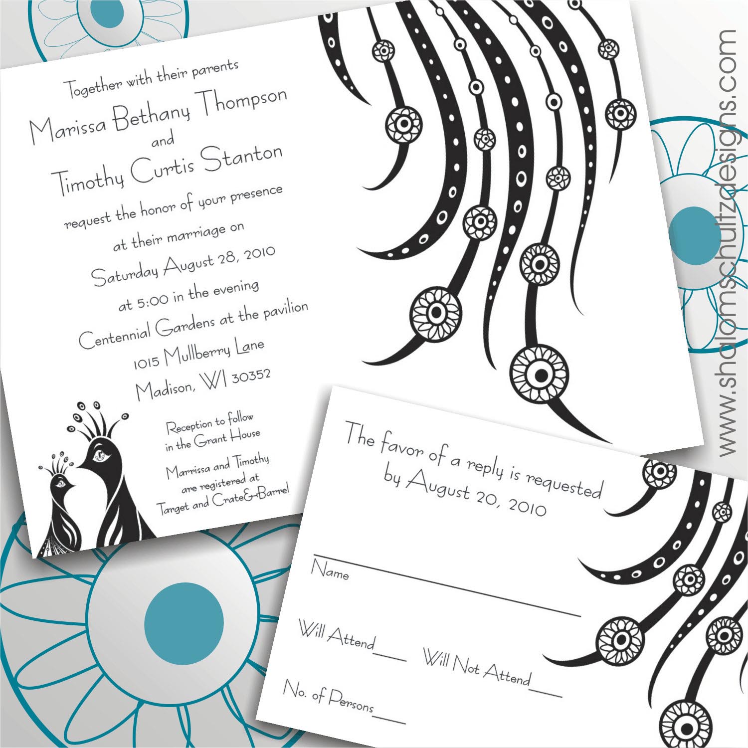 Peacock Inspired Wedding Invitation Printable