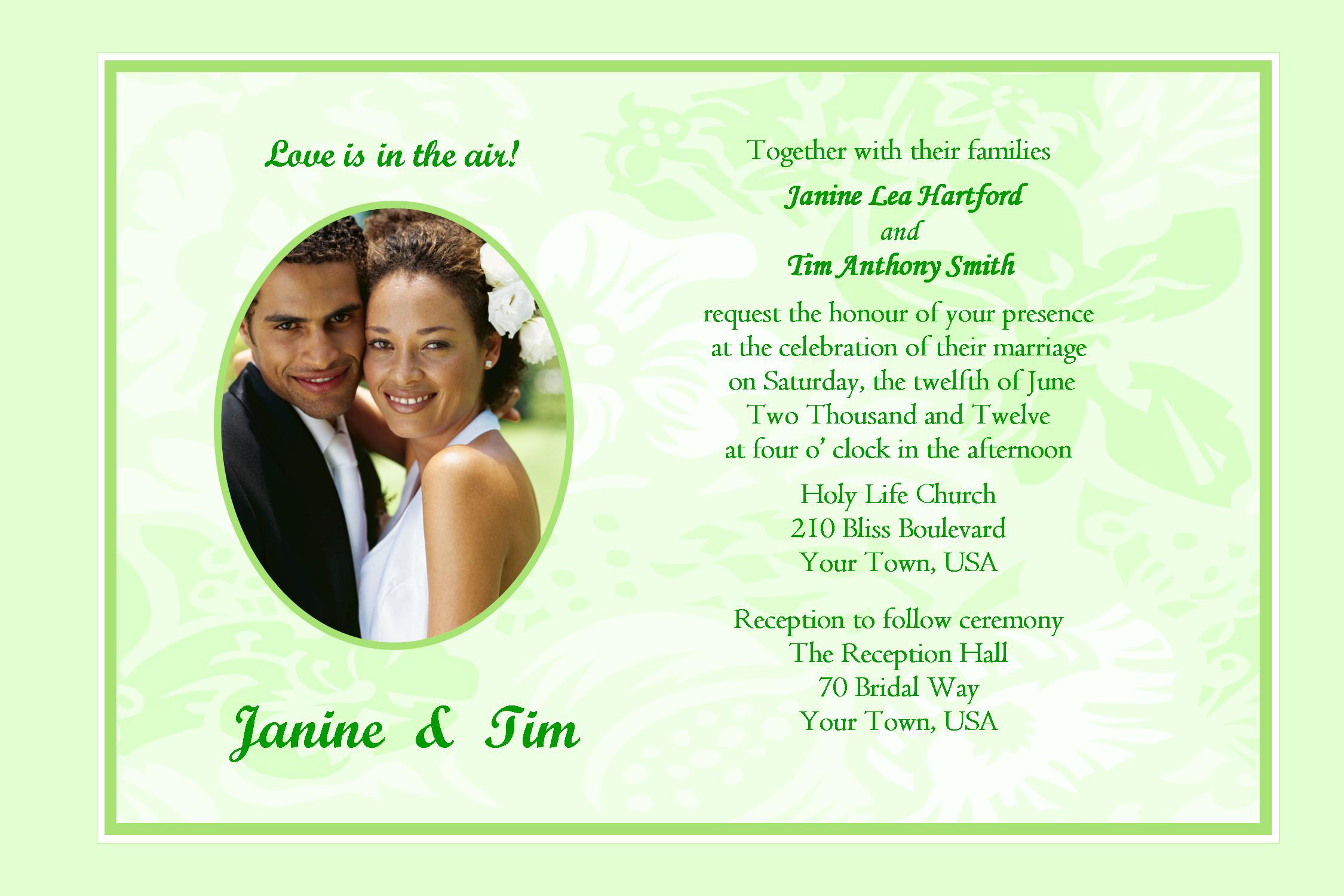 Sample Wedding Invitation Template Wording Invitation Templates