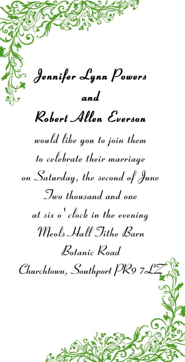Simple Wedding Invitation Sample