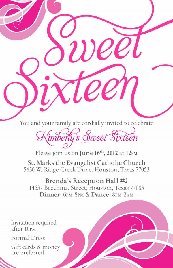 Sweet Sixteen Invitation Card