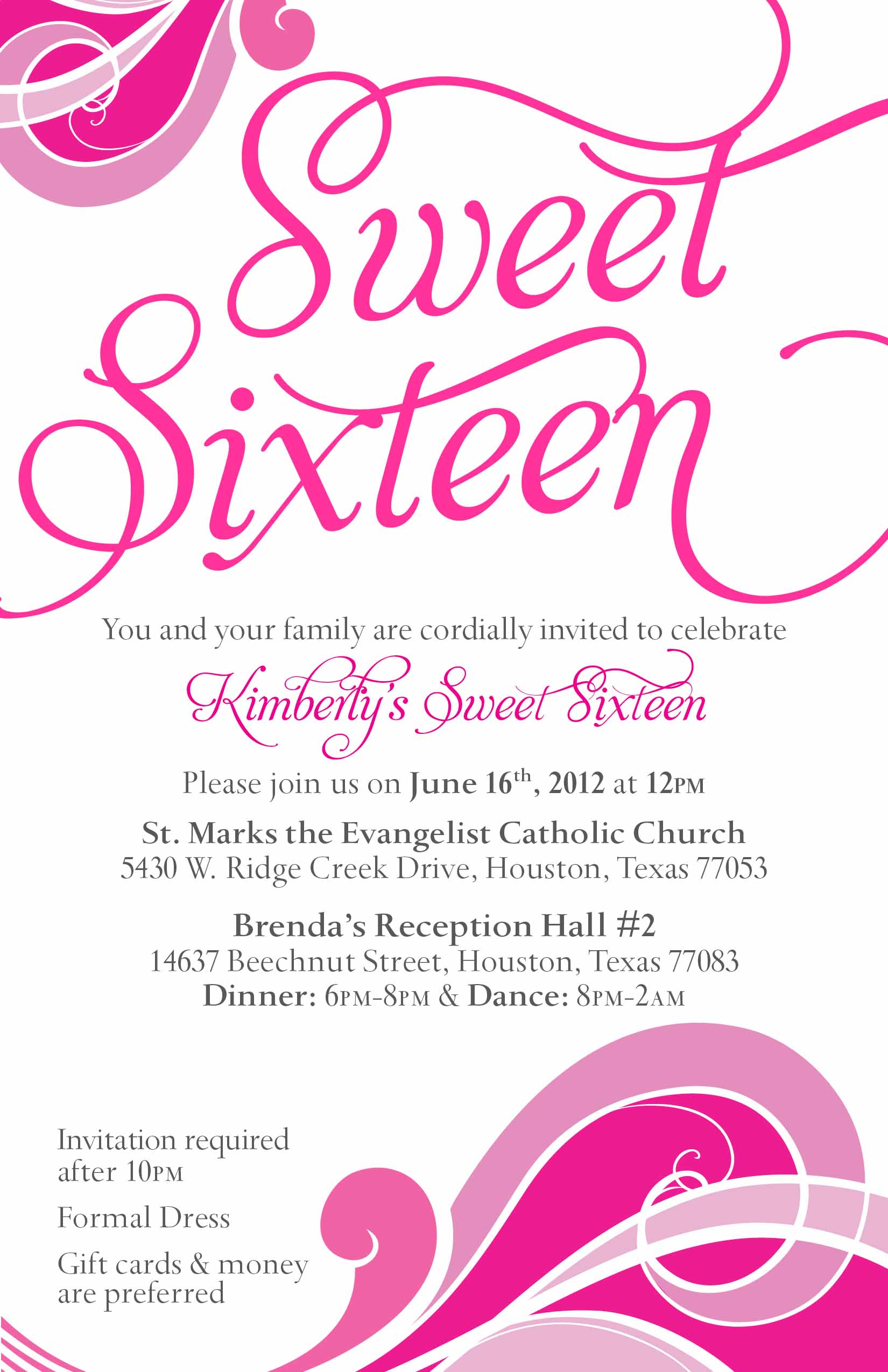 Sweet Sixteen Invitation Card